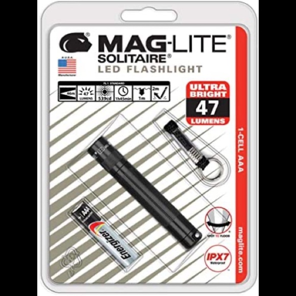 Maglite Solitaire LED 1-Cell AAA Flashlight Black Ultra Bright 47 Lumens NEW